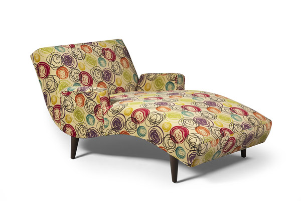 designer liegesessel lederrsessel polstersessel gemustert bunt holzfüße loungemöbel