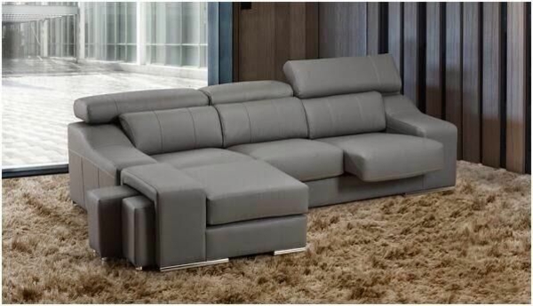 graues scheselong sofa ledermöbel
