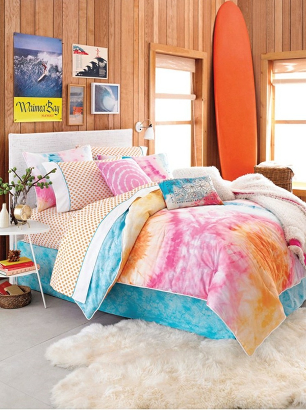 farbideen schlafzimmer farbige einrichtungsideen bunte bettdecke 