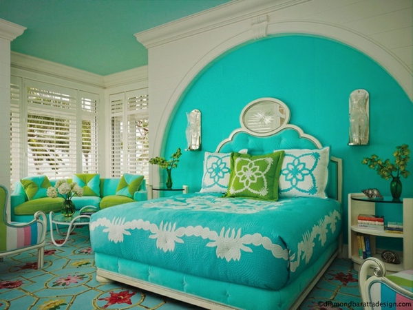 farbideen schlafzimmer farbige einrichtungsideen türkis