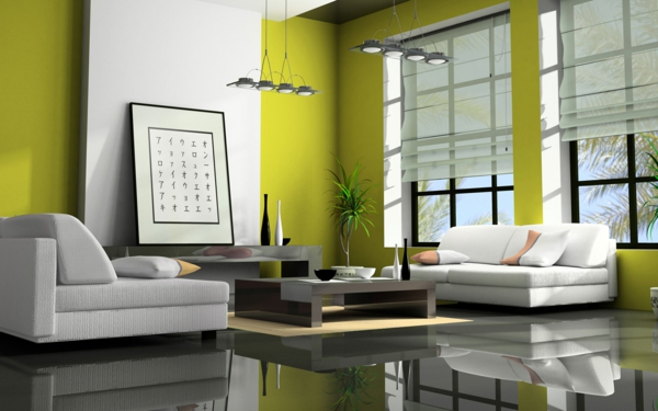 feng shui regeln einrichtungsideen wohnzimmer wandfarbe grün