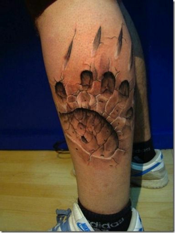 tattoos 3d tattoo motive bärenpranke bein
