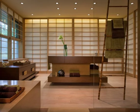 handtuchleiter holz bedezimmer möbel nachhaltiges design bambus im japamischen stil
