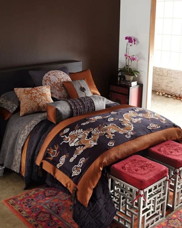 innendesign orientalisches schlafzimmer bett 