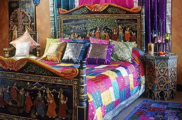 orientalisches schlafzimmer farbige akzente