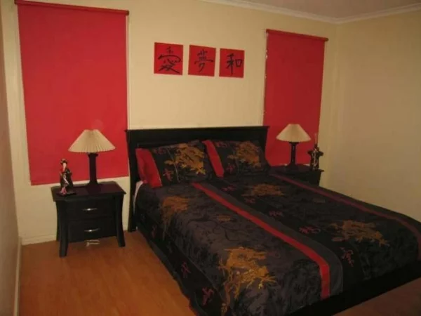orientalisches schlafzimmer rote dekoration