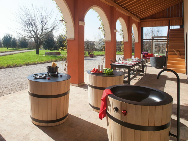 italienische küchenmöbel outdoor küche terrasse gestalten Minacciolo Tinozza
