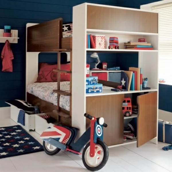 kinder-etagenbett -bilder-jugendzimmer-baby-fahrrad