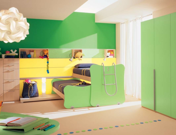 kinder-etagenbett -bilder-jugendzimmer-baby-frisch-grün