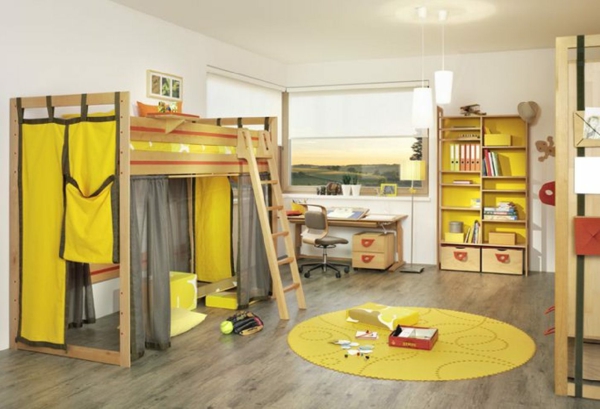 kinder-etagenbett -bilder-jugendzimmer-baby-gelb-texturen