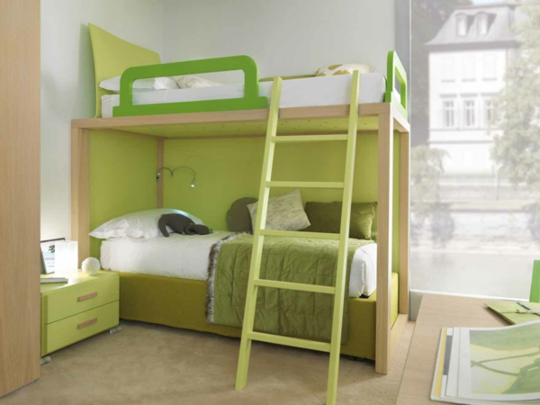 kinder-etagenbett -bilder-jugendzimmer-baby-gras-grün