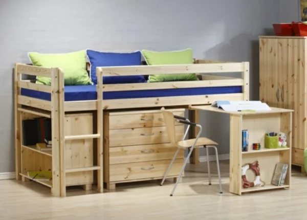 kinder-etagenbett -bilder-jugendzimmer-baby-grün-blau-bettwäsche