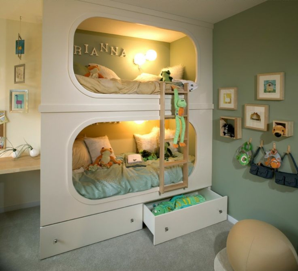 kinder-etagenbett -bilder-jugendzimmer-baby-indirektes-licht