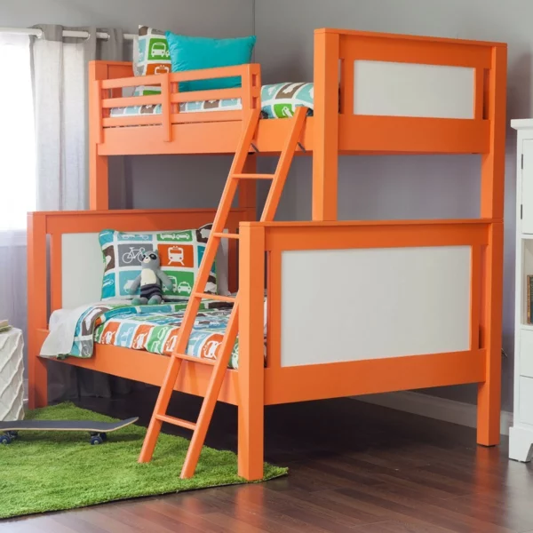 kinder-etagenbett -bilder-jugendzimmer-baby-orange-gestell
