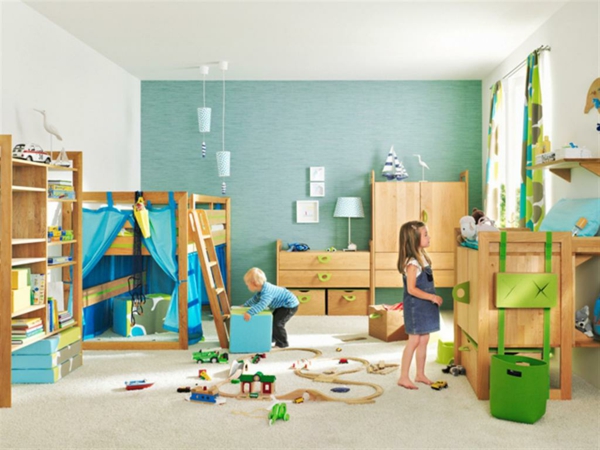 kinder-etagenbett -bilder-jugendzimmer-baby-schlafzimmerwand