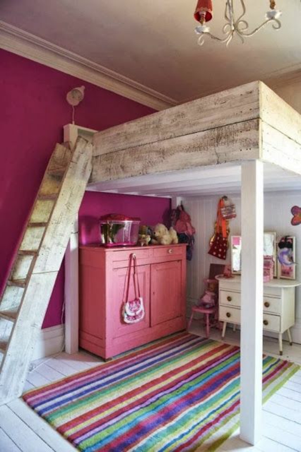 kinder-etagenbett -bilder-jugendzimmer-baby-streifen-teppich