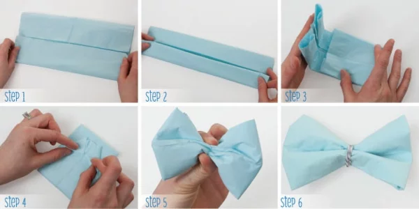 kreative bastelideen papierservietten falten anleitung schleife serviettenring