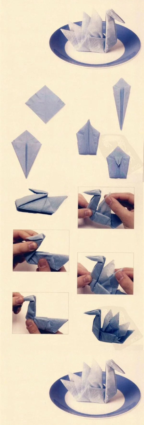 kreative bastelideen papierservietten falten anleitung schwan