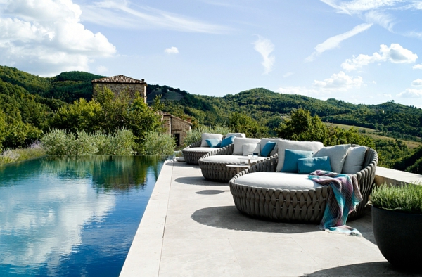 lounge möbel outdoor loungebetten gepolstert pool 
