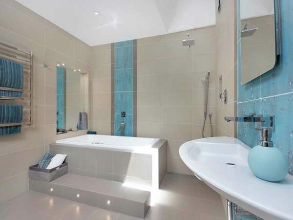 moderne badezimmer badewanne fliesen einbauwanne badmöbel