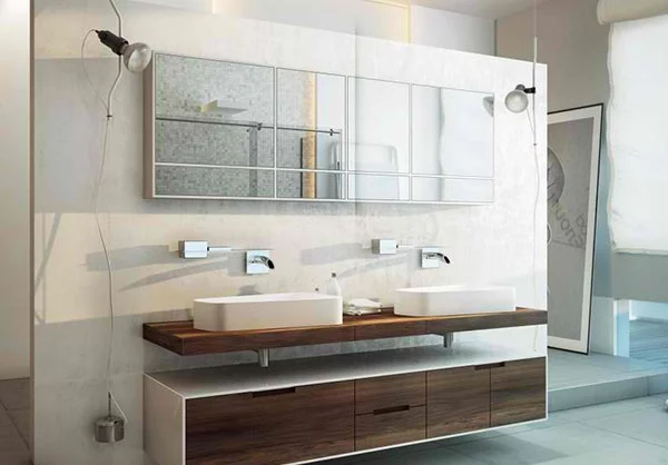moderne badezimmer freistehende badewanne trennwand moma design
