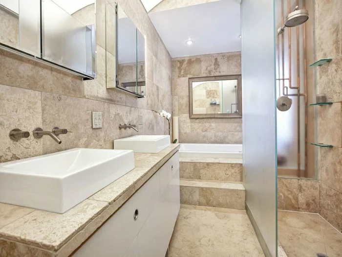 moderne inneneinrichtung badezimmer fliesen bodengleiche dusche new york stadtwohnung