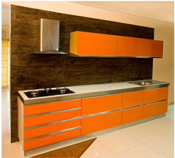 modul küchenmöbel designideen küche orange und braun