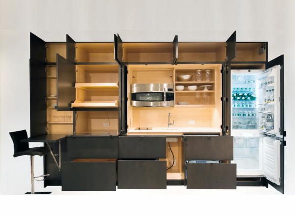 modulküchen designideen küche schwarz eingebaute geräte