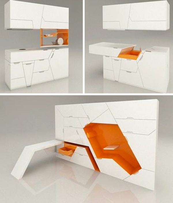 modul küchenmöbel designideen küche weiß orange