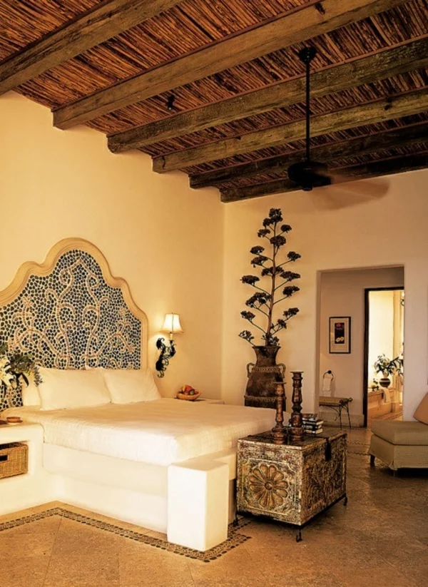 design orientalisches schlafzimmer dachschräge holzdecke