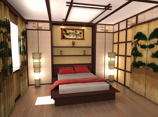 orientalisches schlafzimmer asiatisches design art gardinen