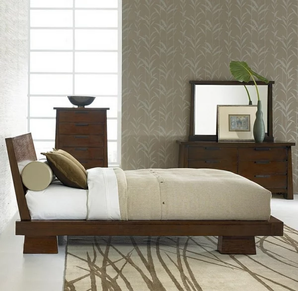 schlafzimmer asiatisches design japanische dekotapete