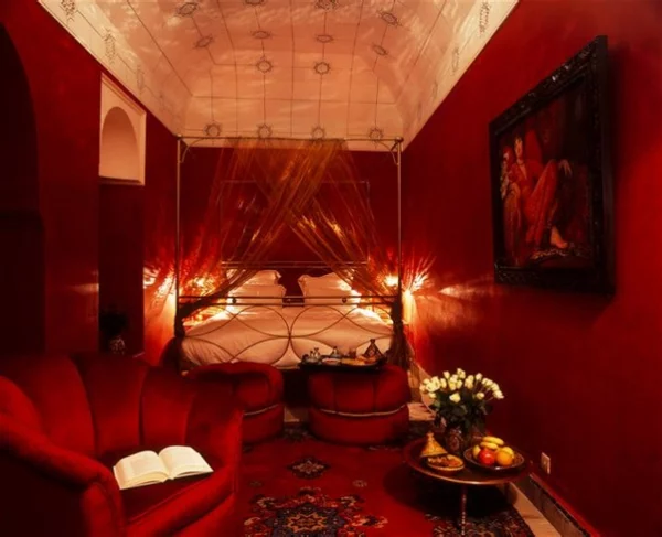 orientalisches schlafzimmer design rot