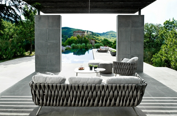patio lounge möbel outdoor modernes sofa grau 