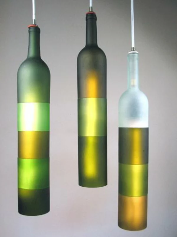 pendelleuchten diy lampe aus weinflasche dekoration
