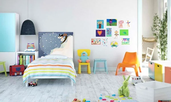 schlafzimmer einrichtungsideen bettkopfteil kreative wandgestaltung kinderzimmer farbgestaltung