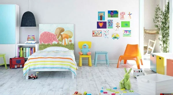 schlafzimmer einrichtungsideen bettkopfteil kreative wandgestaltung kinderzimmer gestalten