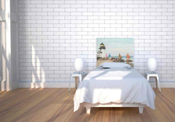 schlafzimmer einrichtungsideen origineles bettkopfteil ziegelwand farbideen