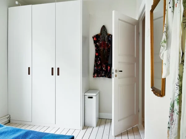 schlafzimmer ideen skandinavischer stil bett kleiderschrank