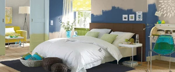 neue Wandgestaltung in verschiedenen Farben im Schlafzimmer erreichen 