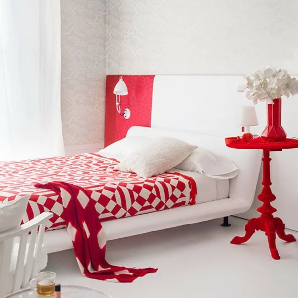 schlafzimmereinrichtung farben gestalten dekoideen rot