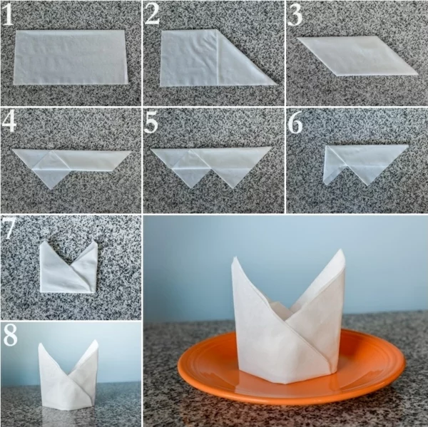 servietten falten anleitung hut papierserviette falttechnik