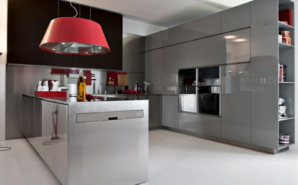 modulküchen küchen italienisch rote pendelleuchte