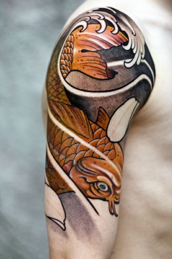 tattoo vorlagen oberarm farbiger fisch