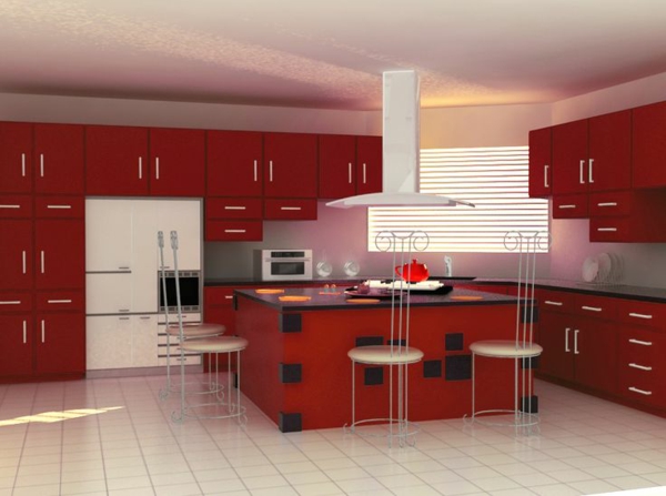 modul küchenmöbel designideen küche rot großer  raum