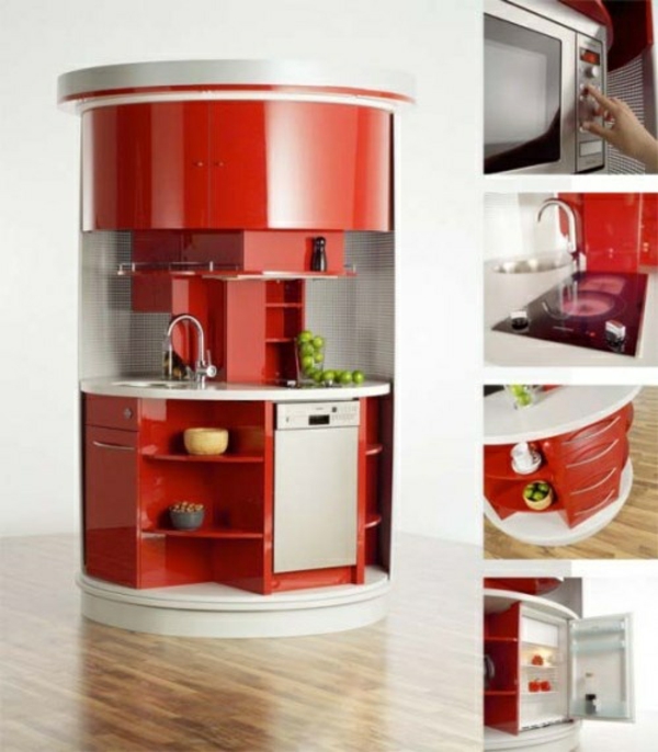 modul küchenmöbel designideen küche rot ovalform