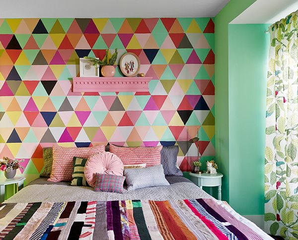 wandfarbe mintgrün schlafzimmer wände streichen kreative wandgestaltung