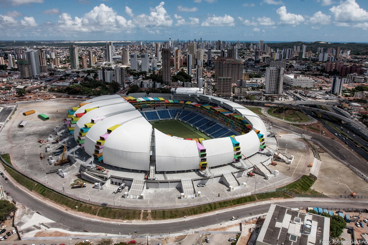 weltmeisterschaft brasilien moderne architektur fußballstadion casa futebol vogelansicht