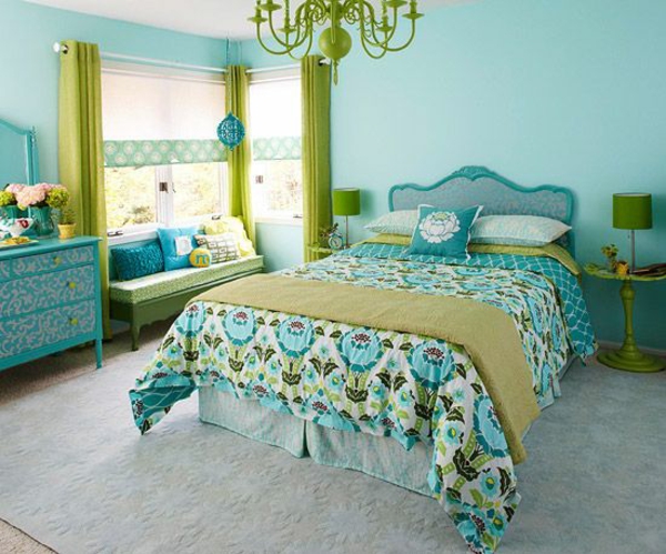 farbideen schlafzimmer grün und türkis