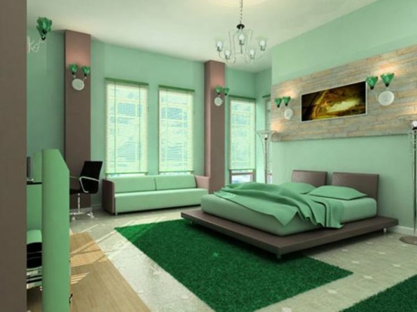 farbideen schlafzimmer sommer farben grüne wandgestaltung